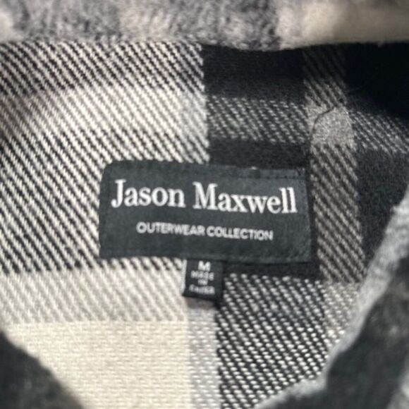 Jason Maxwell Womens Black White Plaid Chore Shacket Medium Shirt Jacket Fall - Picture 14 of 14